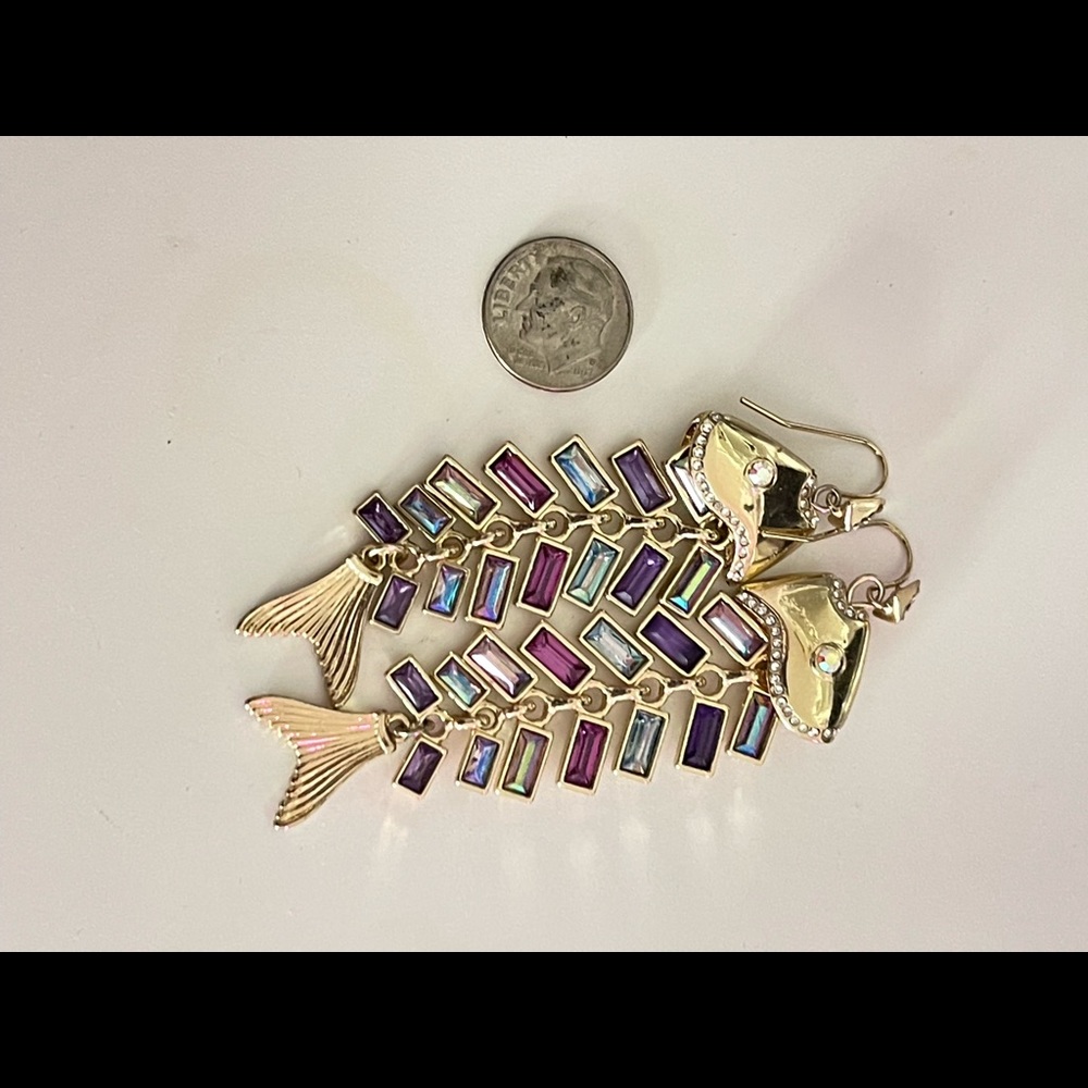 Betsey Johnson Fish Bone dangle earrings